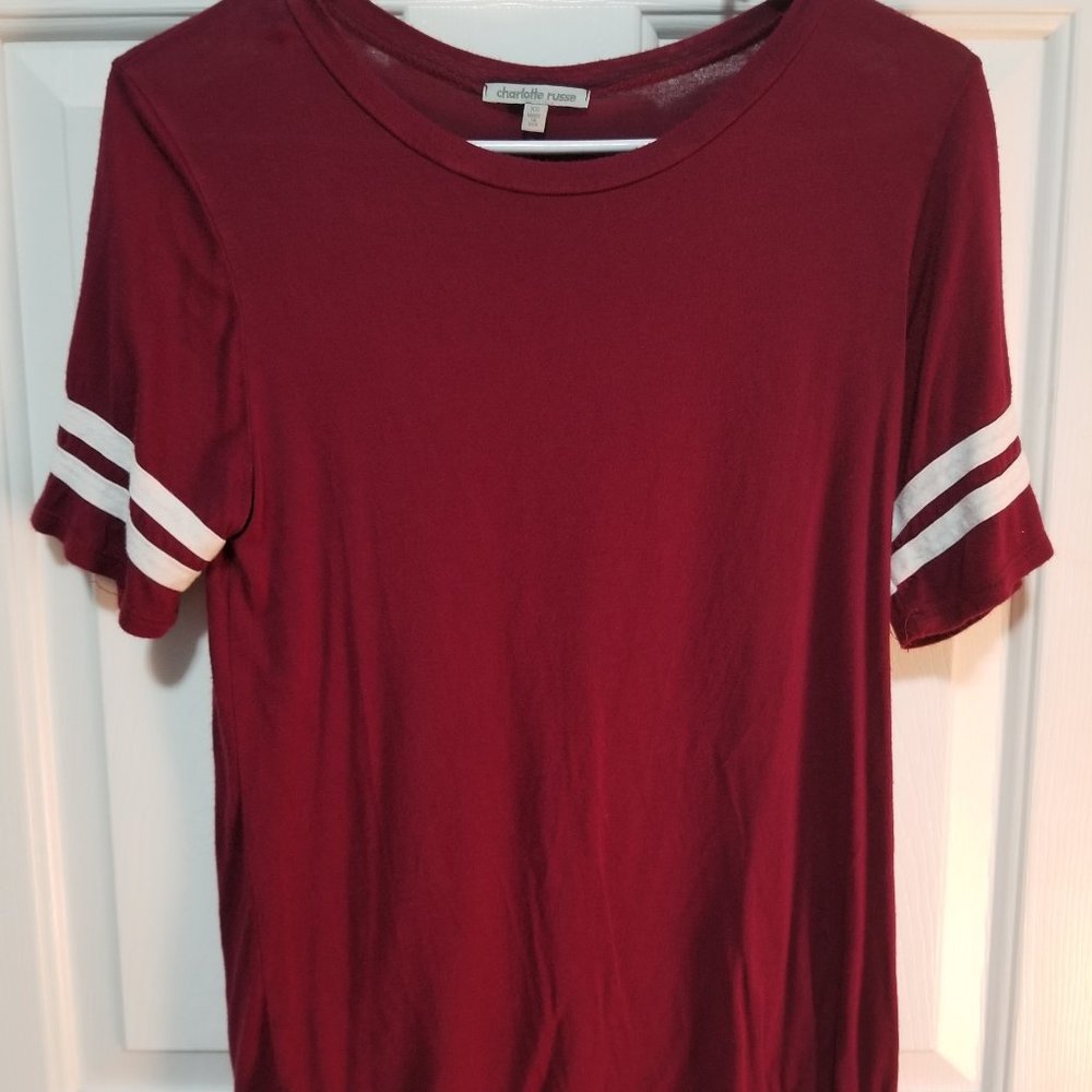 Charlotte Russe Maroon Shoulder Stripe Shirt